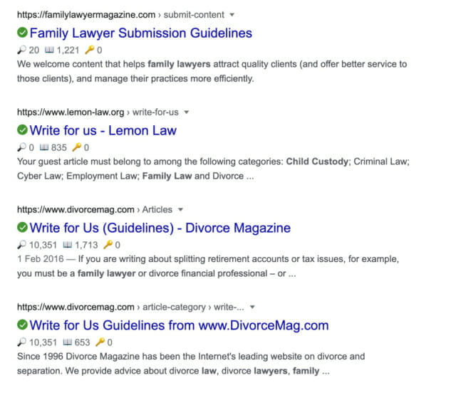 Google Results Family Law