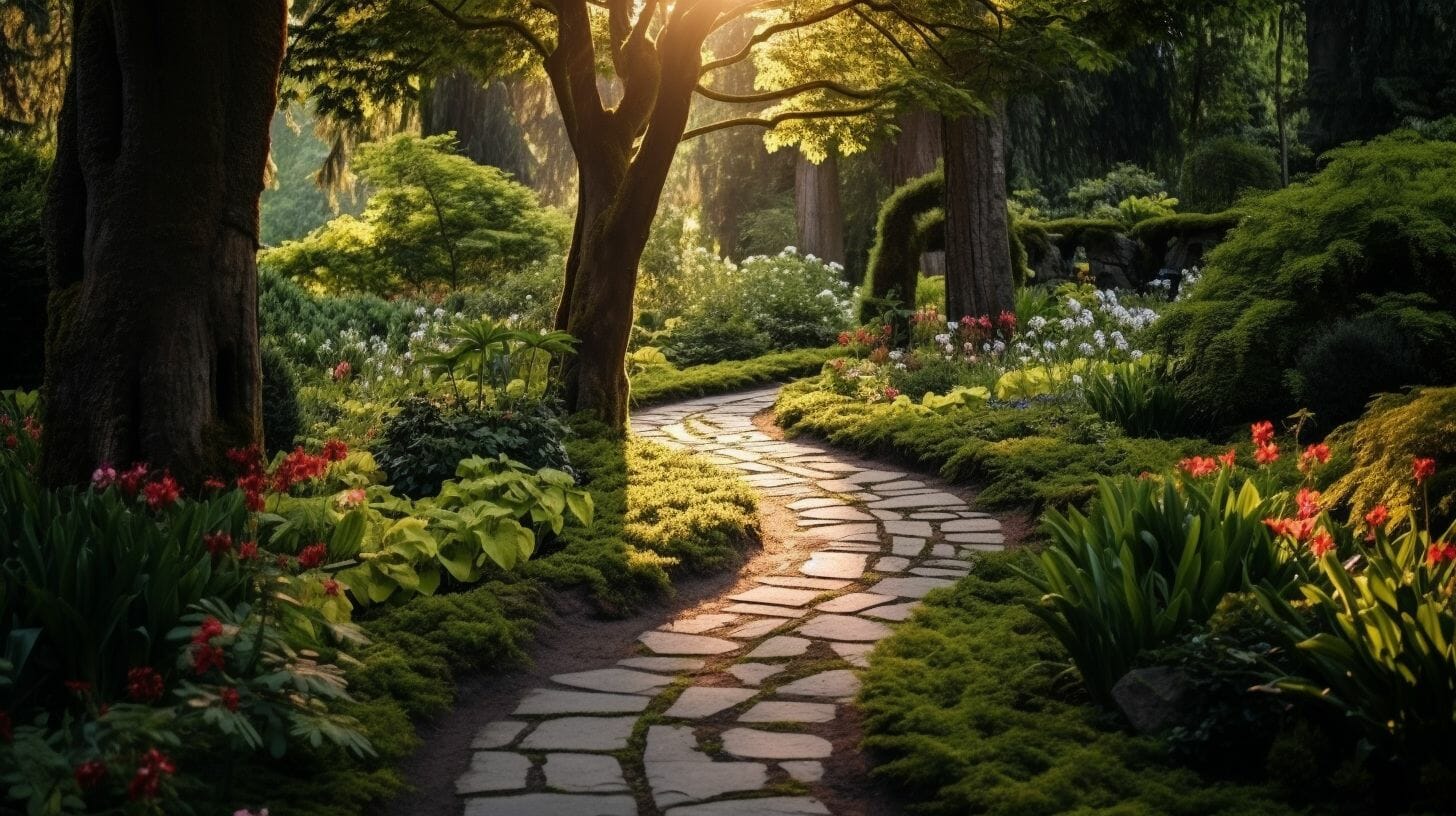 The Nature Photography website icon is featured in a garden.